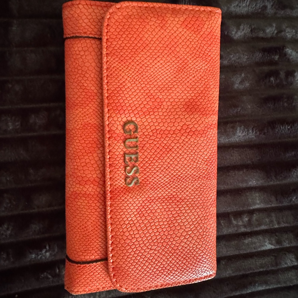 GUESS Orange Textured Wallet